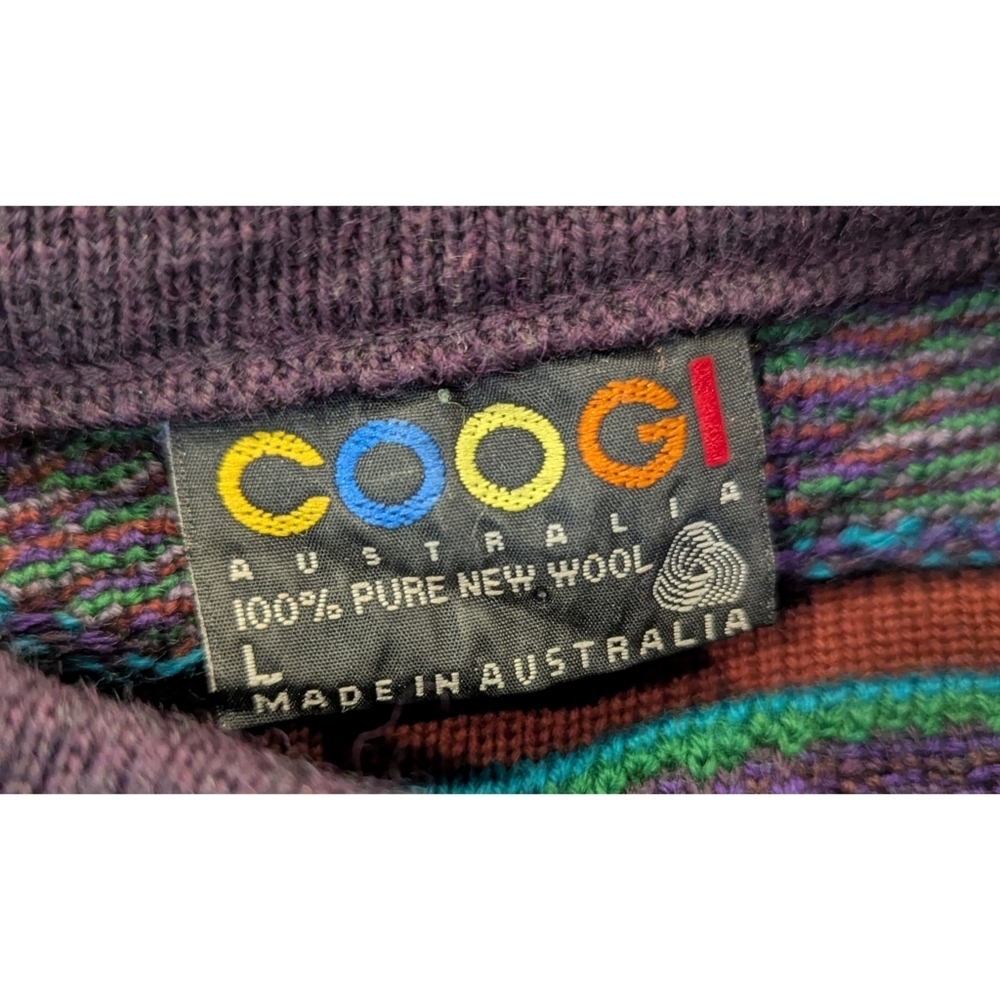 COOGI Vintage 90's 100% New Wool 3D Knit Sweater Size Large - Picture 4 of 6